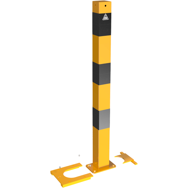 Barrier posts | detachable, removable | yellow / black | 70 x 70 mm | without eyelet